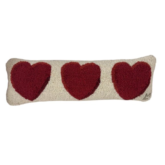 Chandler 4 Corners Other - Chandler 4 Corners Hooked Wool Three Hearts Pillow 8” x 24" Valentine's Day